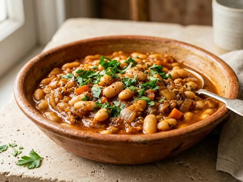 Тушёная фасоль с овощами